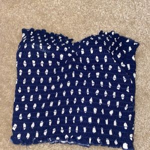 Blue crop top with white dots - Urban outfitters